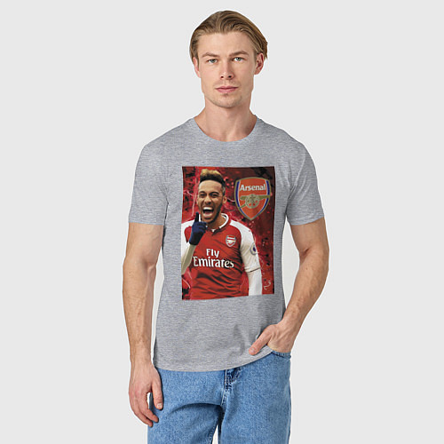 Мужская футболка Arsenal, Pierre-Emerick Aubameyang / Меланж – фото 3