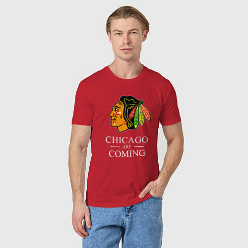 Мужская футболка Chicago are coming, Чикаго Блэкхокс, Chicago Black / Красный – фото 3