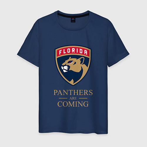 Мужская футболка Panthers are coming Florida Panthers Флорида Панте / Тёмно-синий – фото 1