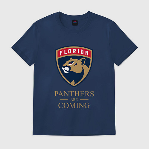 Мужская футболка Panthers are coming Florida Panthers Флорида Панте / Тёмно-синий – фото 1