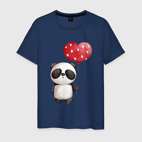 Мужская футболка Панда с шариком в виде сердца / Тёмно-синий – фото 1