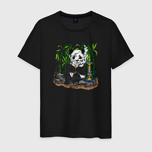 Мужская футболка Панда с кальяном / Черный – фото 1