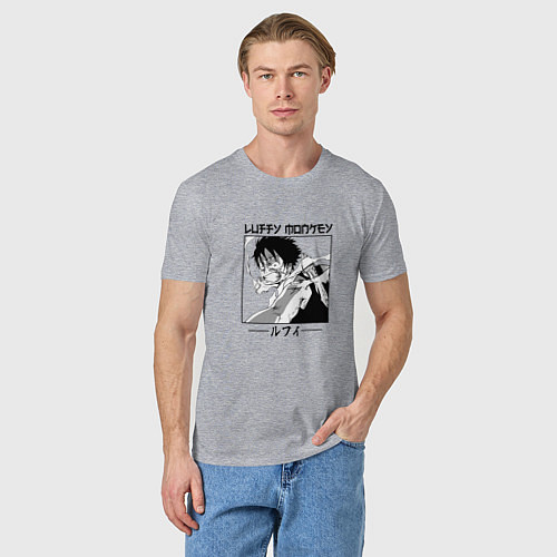 Мужская футболка Ван-Пис, Луффи Luffy / Меланж – фото 3