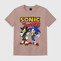Футболка хлопковая мужская ЕЖ СОНИК SONIC THE HEDGEHOG, цвет: пыльно-розовый
