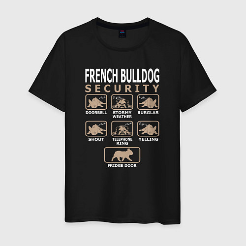 Мужская футболка Охрана - Французский бульдог / Черный – фото 1