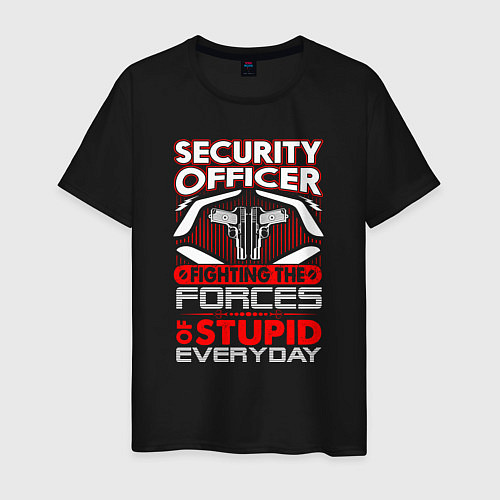 Мужская футболка Сотрудник охраны Ежедневная борьба с тупостью / Черный – фото 1