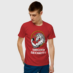 Футболка хлопковая мужская Охрана Единорог, цвет: красный — фото 2
