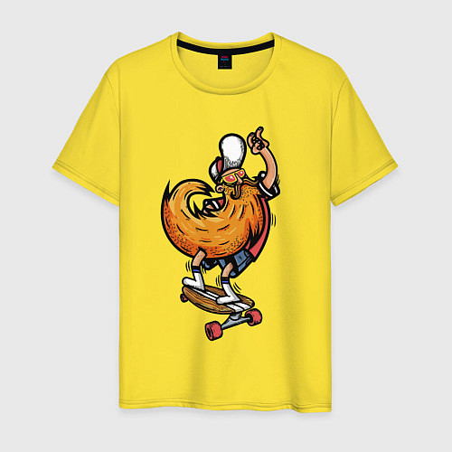 Мужская футболка Крутой хипстер на скейтборде / Желтый – фото 1