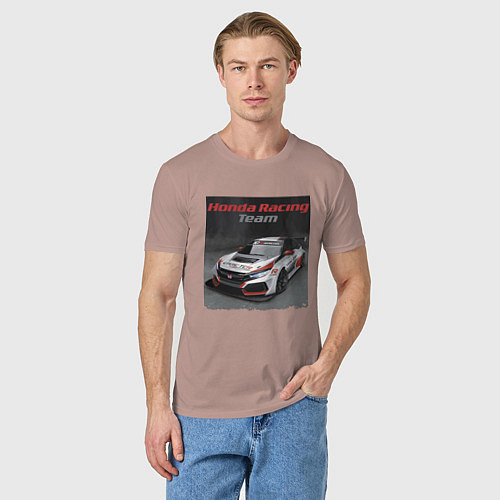 Мужская футболка Honda Motorsport Racing Team / Пыльно-розовый – фото 3