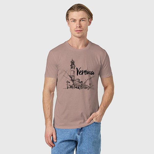 Мужская футболка Италия Верона / Пыльно-розовый – фото 3