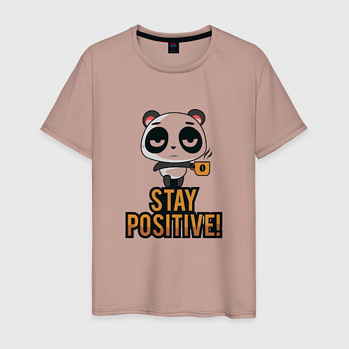 Мужская футболка Панда позитив / Пыльно-розовый – фото 1