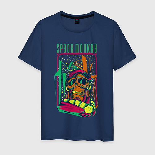 Мужская футболка Космическая обезьяна / Тёмно-синий – фото 1