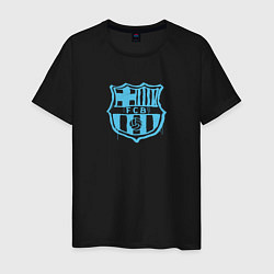 Футболка хлопковая мужская FC Barcelona - Light Blue Paint 2022, цвет: черный