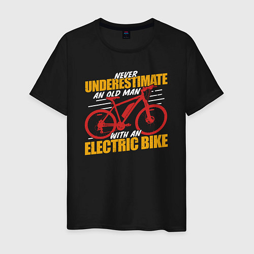 Мужская футболка Никогда не недооценивай олдмена с электрическим ве / Черный – фото 1