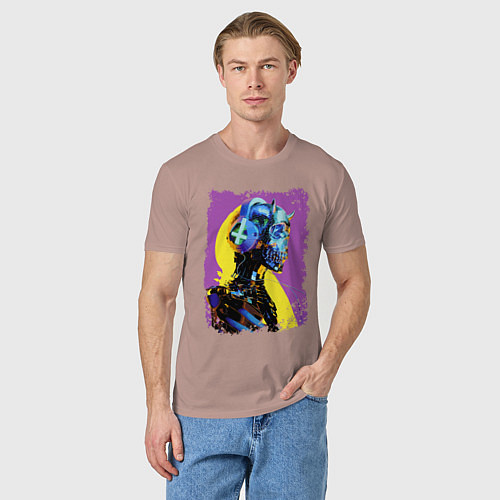 Мужская футболка Cyber fashion skull 2028 / Пыльно-розовый – фото 3