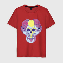 Футболка хлопковая мужская Психоделический череп, цвет: красный