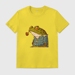 Футболка хлопковая мужская Мудрая лягушка, цвет: желтый