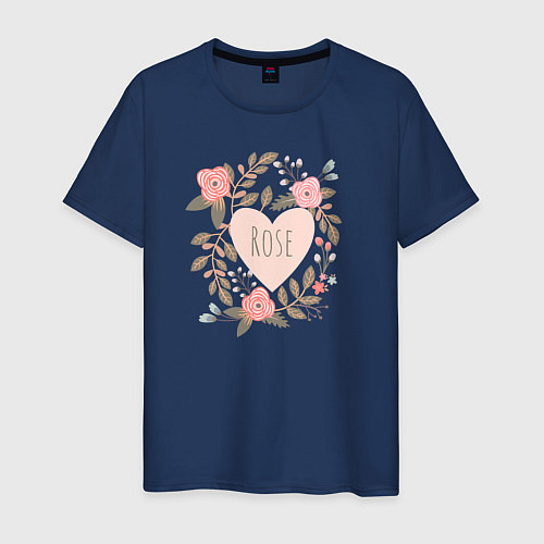 Мужская футболка Розы в сердце / Тёмно-синий – фото 1