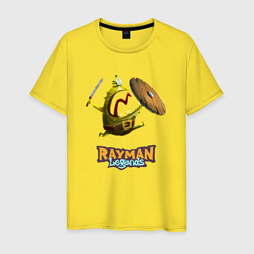 Мужская футболка Rayman Legends Зеленый человечек с щитом / Желтый – фото 1