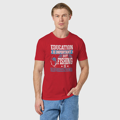 Мужская футболка Образование важно, но рыбалка важнее / Красный – фото 3