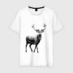 Футболка хлопковая мужская Черный олень Black Deer, цвет: белый