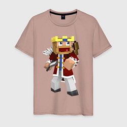 Футболка хлопковая мужская Minecraft Warrior, цвет: пыльно-розовый