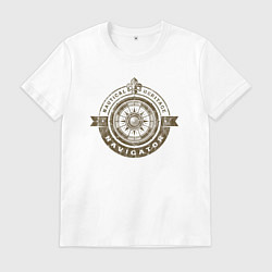 Футболка хлопковая мужская Навигатор, цвет: белый