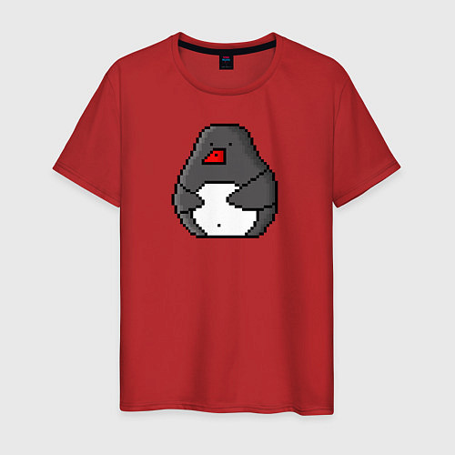 Мужская футболка Пиксельный пингвин / Красный – фото 1