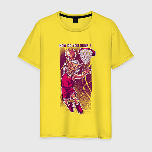 Мужская футболка Кабан баскетболист / Желтый – фото 1