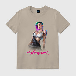 Футболка хлопковая мужская Sexy Judy Cyberpunk 18, цвет: миндальный