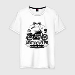 Футболка хлопковая мужская Motorcycle Born to ride, цвет: белый