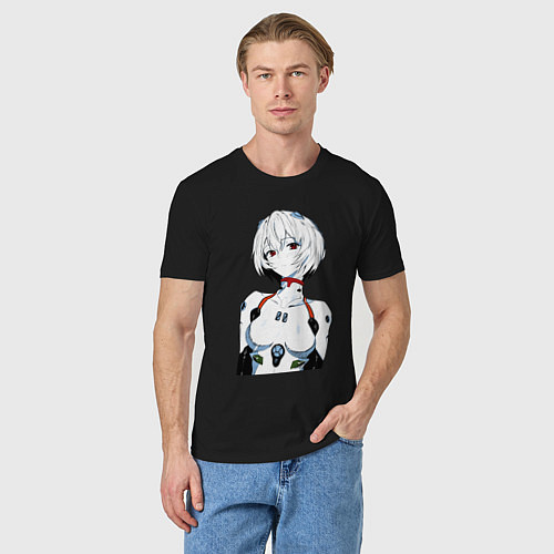 Мужская футболка Рей Аянами Rei Ayanami Ева Евангелион / Черный – фото 3