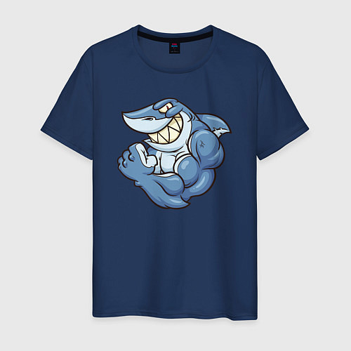 Мужская футболка Акула с бицухой shark / Тёмно-синий – фото 1