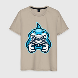 Футболка хлопковая мужская Shark player, цвет: миндальный