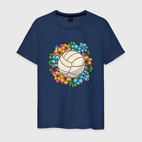 Мужская футболка Volleyball - Flowers / Тёмно-синий – фото 1