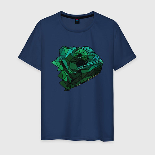 Мужская футболка Хамелеон в стиле Low Poly / Тёмно-синий – фото 1