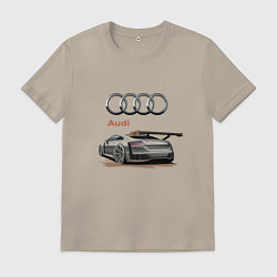 Футболка хлопковая мужская Audi Racing team, цвет: миндальный