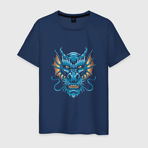 Мужская футболка Голова синего дракона / Тёмно-синий – фото 1