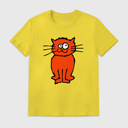 Футболка хлопковая мужская Забаный красный кот, цвет: желтый