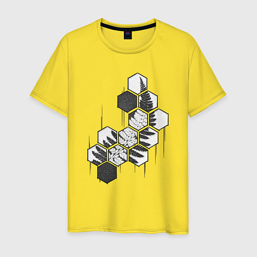 Мужская футболка Папоротник, шестиугольник, геометрия Номер Раз / Желтый – фото 1