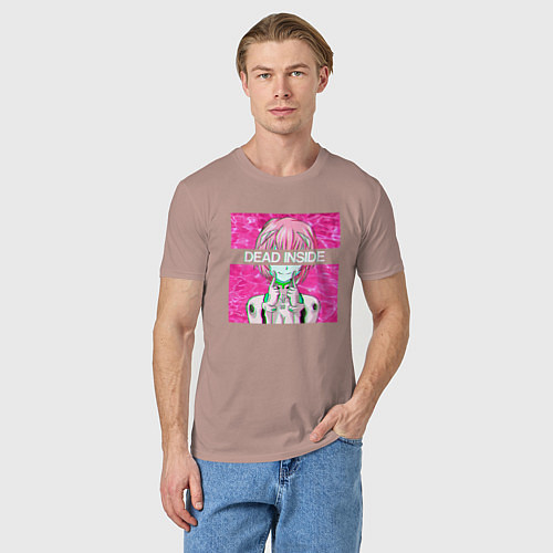 Мужская футболка Аянами Рей Dead Inside / Пыльно-розовый – фото 3