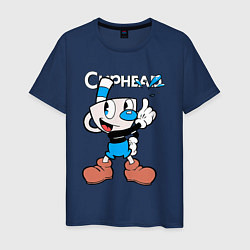 Футболка хлопковая мужская Синяя чашка Cuphead, цвет: тёмно-синий