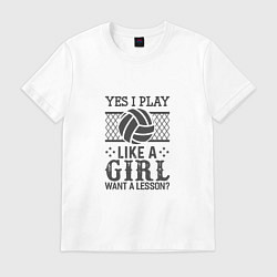 Футболка хлопковая мужская Play - Like A Girl, цвет: белый