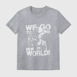 Футболка хлопковая мужская WE GO TO THE NEW WORLD ВАНПИС, цвет: меланж