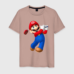 Футболка хлопковая мужская Марио - крутейший гольфист Super Mario, цвет: пыльно-розовый