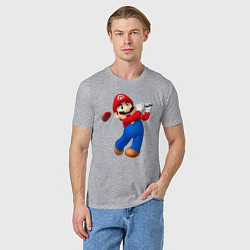 Футболка хлопковая мужская Марио - крутейший гольфист Super Mario, цвет: меланж — фото 2