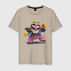Футболка хлопковая мужская Wario Super Mario, цвет: миндальный