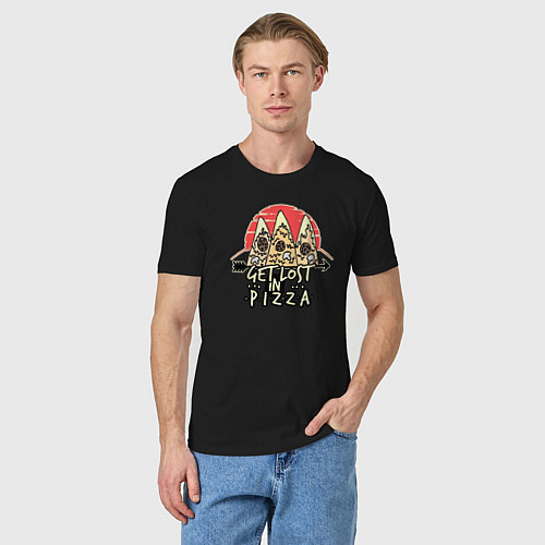 Мужская футболка Пицца и Горы / Черный – фото 3