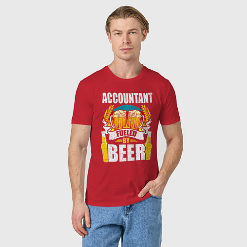 Мужская футболка Бухгалтер подпитывается пивом / Красный – фото 3