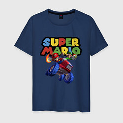 Футболка хлопковая мужская Марио и Луиджи гонщики Super Mario, цвет: тёмно-синий